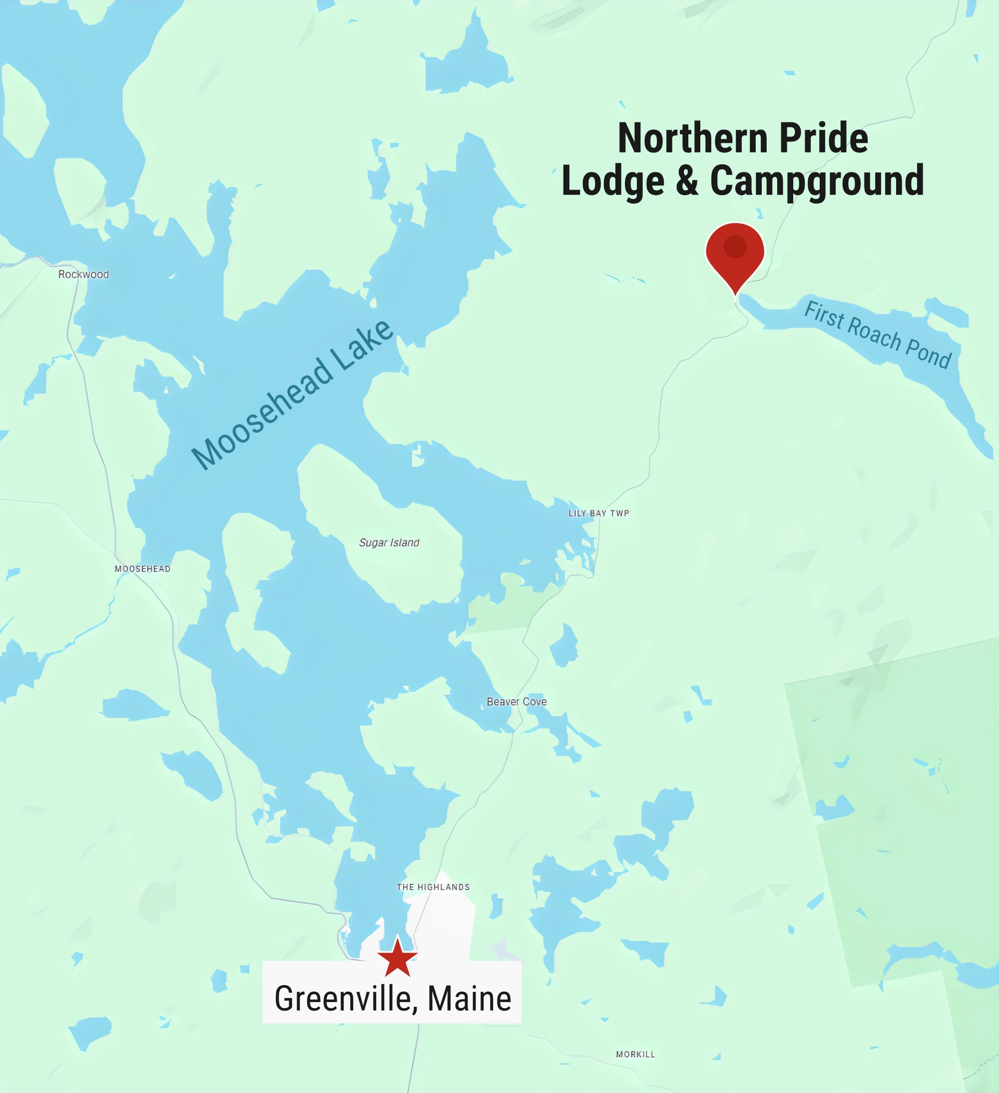 map location for Northern Pride Lodge Campground Moosehead Lake region Maine 04441 US